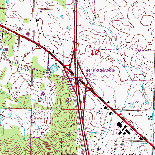 Topographic Map of Interchange 334, AL