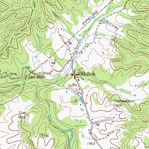 Topographic Map of Shiloh, WV