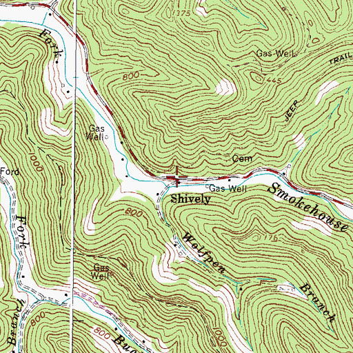 Topographic Map of Shively, WV