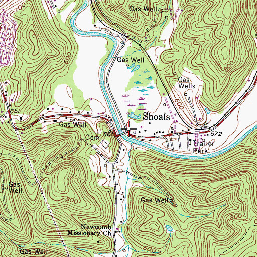 Topographic Map of Shoals, WV