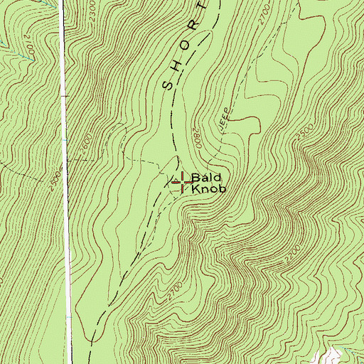 Topographic Map of Short Mountain, WV