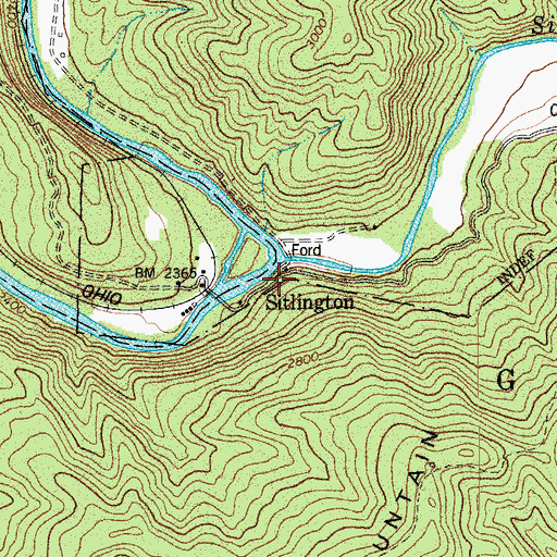 Topographic Map of Sitlington, WV