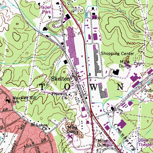 Topographic Map of Skelton, WV