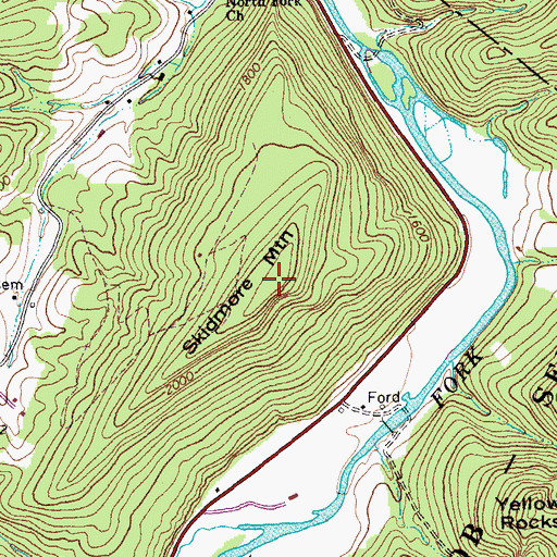 Topographic Map of Skidmore Mountain, WV