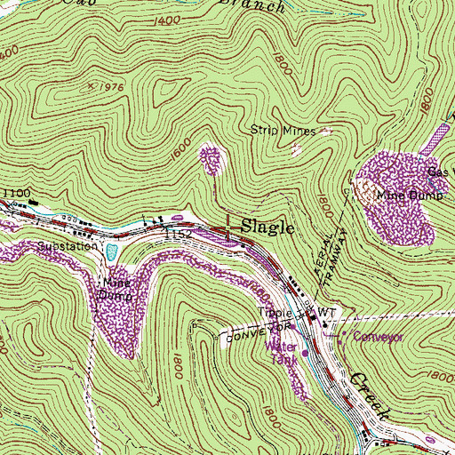 Topographic Map of Slagle, WV