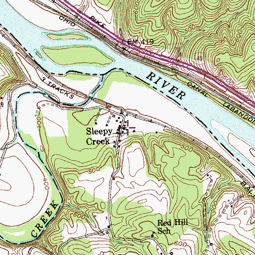 Topographic Map of Sleepy Creek, WV