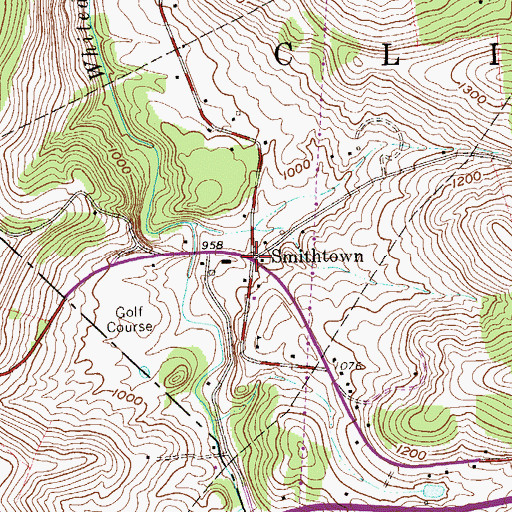 Topographic Map of Smithtown, WV