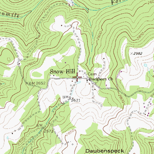 Topographic Map of Snow Hill, WV