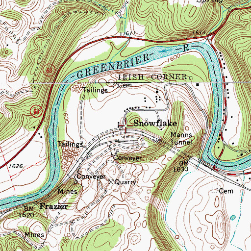 Topographic Map of Snowflake, WV