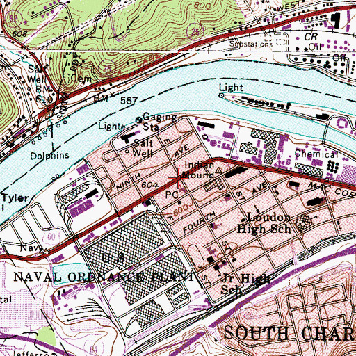 Topographic Map of South Charleston, WV
