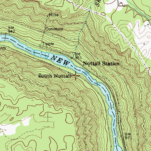 Topographic Map of South Nuttall (historical), WV