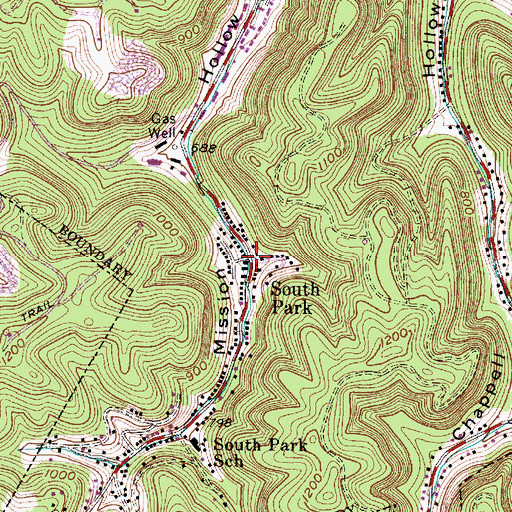 Topographic Map of South Park, WV