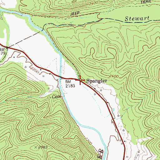 Topographic Map of Spangler, WV