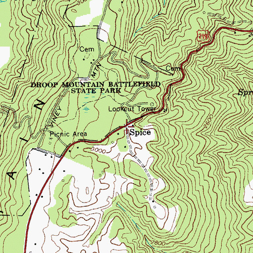 Topographic Map of Spice, WV