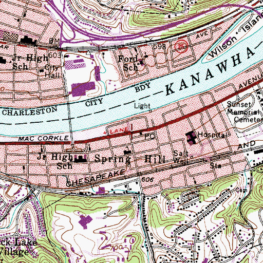 Topographic Map of Spring Hill, WV