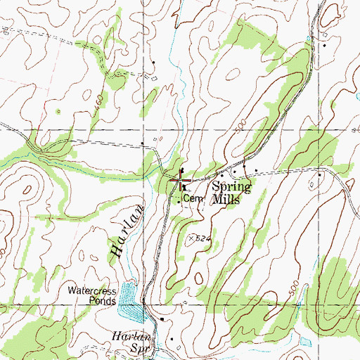 Topographic Map of Spring Mills, WV
