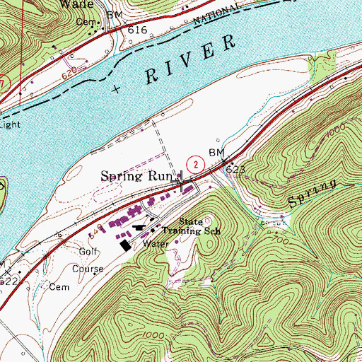 Topographic Map of Spring Run, WV