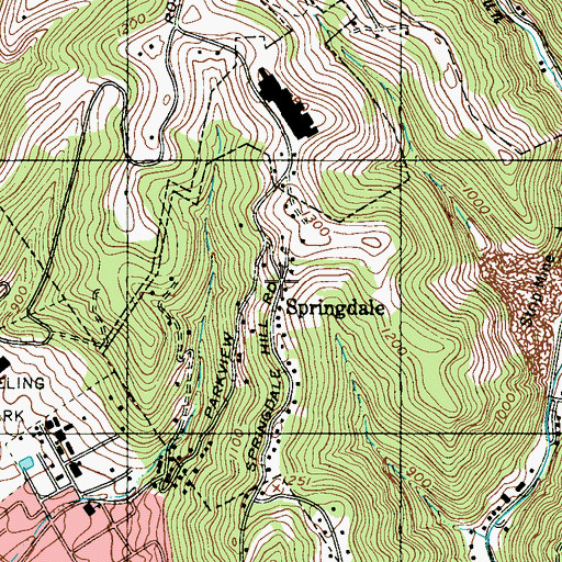Topographic Map of Springdale, WV