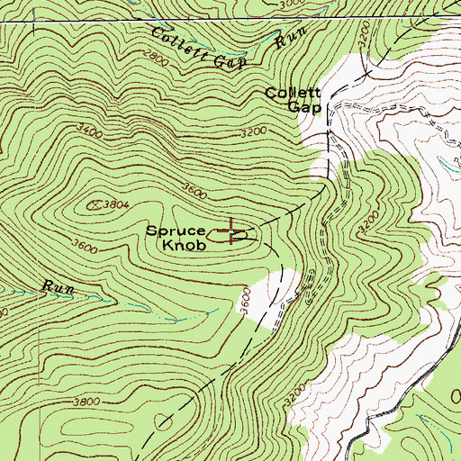 Topographic Map of Spruce Knob, WV