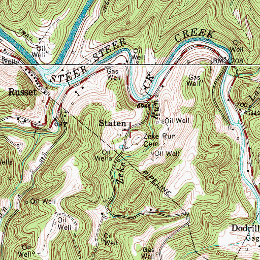 Topographic Map of Staten, WV