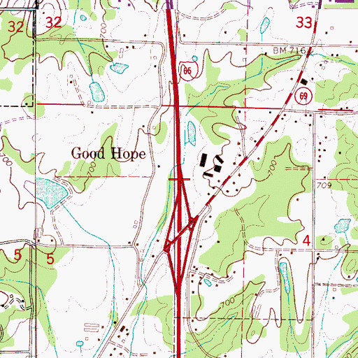 Topographic Map of Interchange 304, AL
