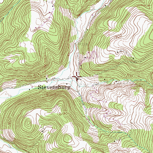 Topographic Map of Stevensburg, WV