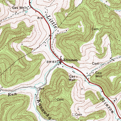 Topographic Map of Stinson, WV