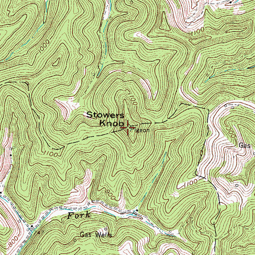 Topographic Map of Stowers Knob, WV