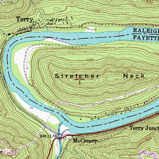 Topographic Map of Stretcher Neck, WV
