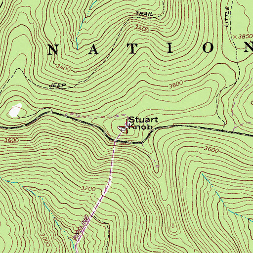 Topographic Map of Stuart Knob, WV