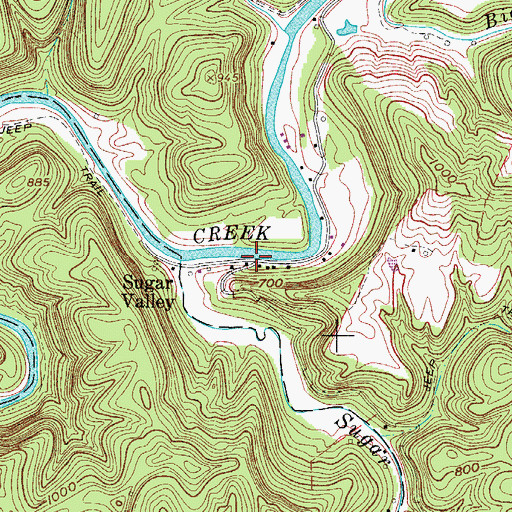 Topographic Map of Sugar Valley, WV