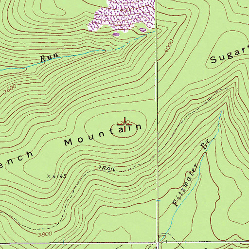 Topographic Map of Sugartree Bench Mountain, WV