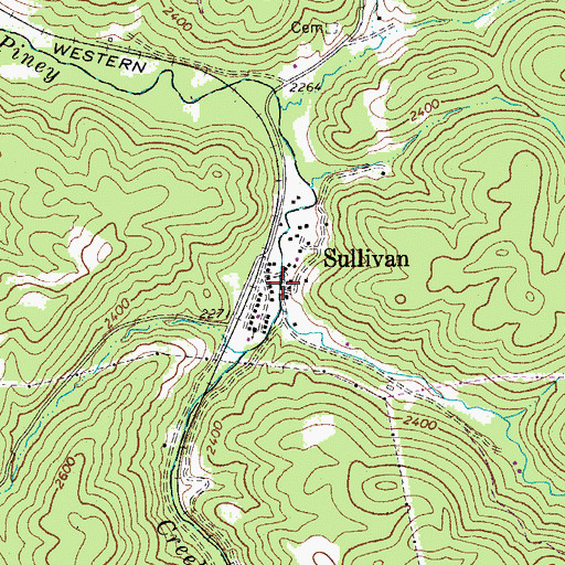 Topographic Map of Sullivan, WV