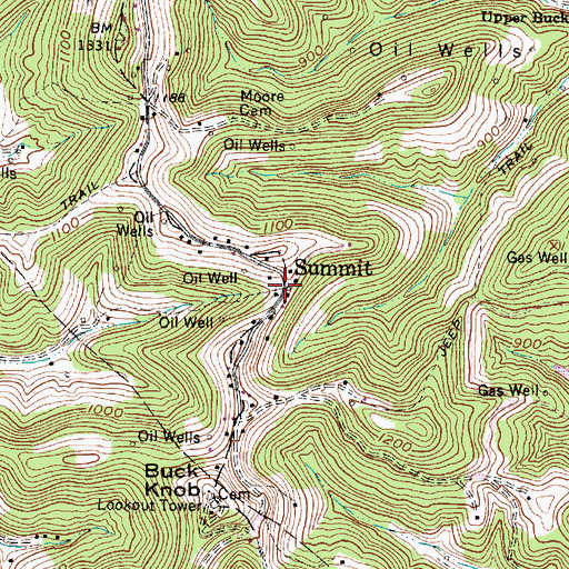 Topographic Map of Summit, WV