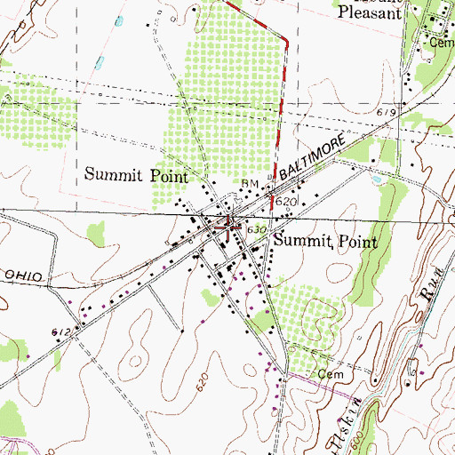 Topographic Map of Summit Point, WV