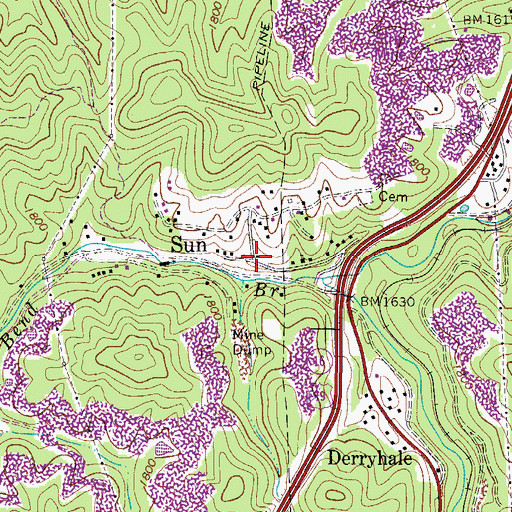 Topographic Map of Sun, WV