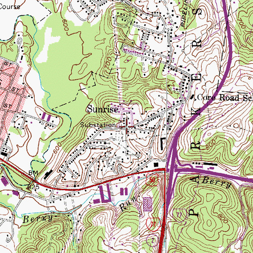 Topographic Map of Sunrise, WV