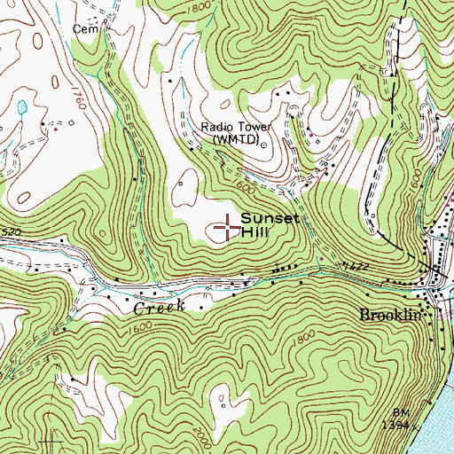 Topographic Map of Sunset Hill, WV
