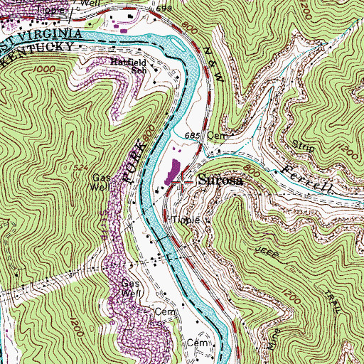 Topographic Map of Surosa, WV