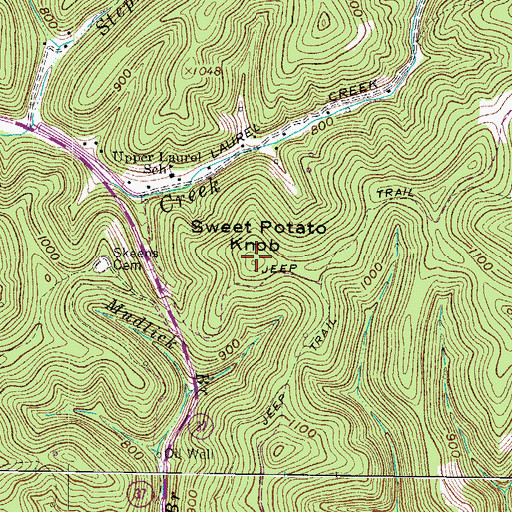 Topographic Map of Sweet Potato Knob, WV
