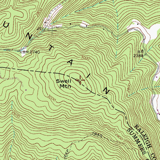 Topographic Map of Swell Mountain, WV