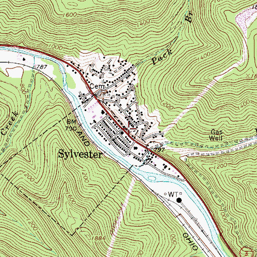 Topographic Map of Sylvester, WV