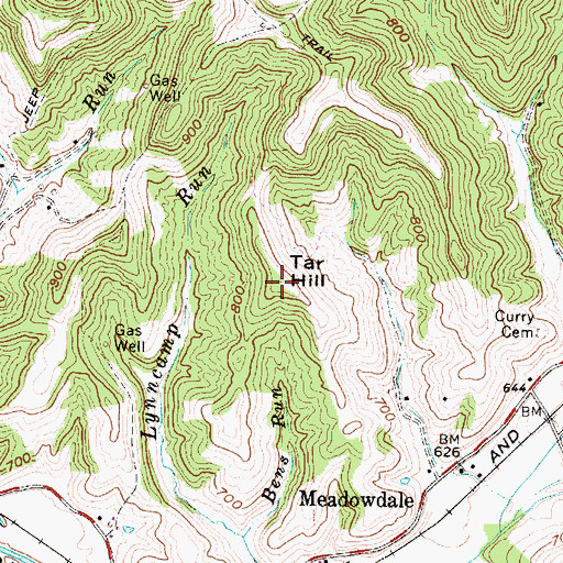 Topographic Map of Tar Hill, WV