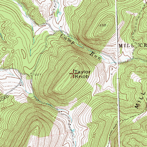 Topographic Map of Taylor Knob, WV