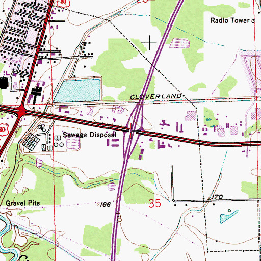 Topographic Map of Interchange 168, AL