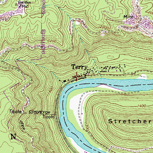 Topographic Map of Terry, WV