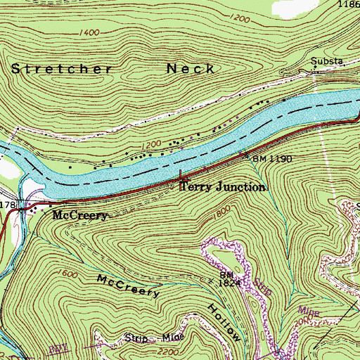 Topographic Map of Terry Junction, WV