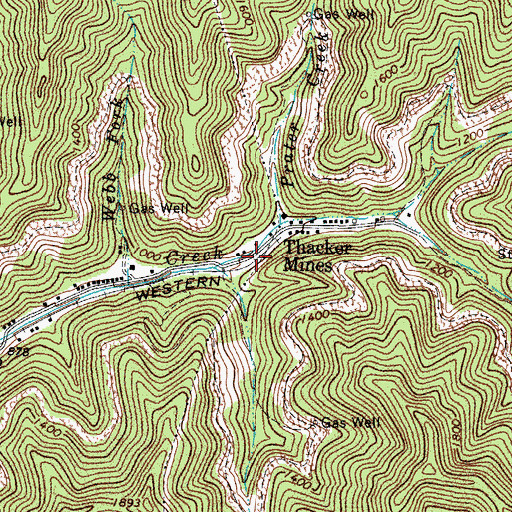 Topographic Map of Thacker Mines, WV