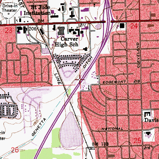 Topographic Map of Interchange 169, AL