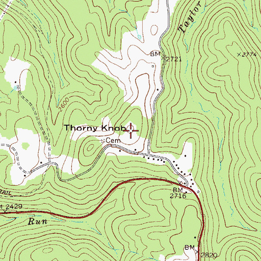Topographic Map of Thorny Knob, WV